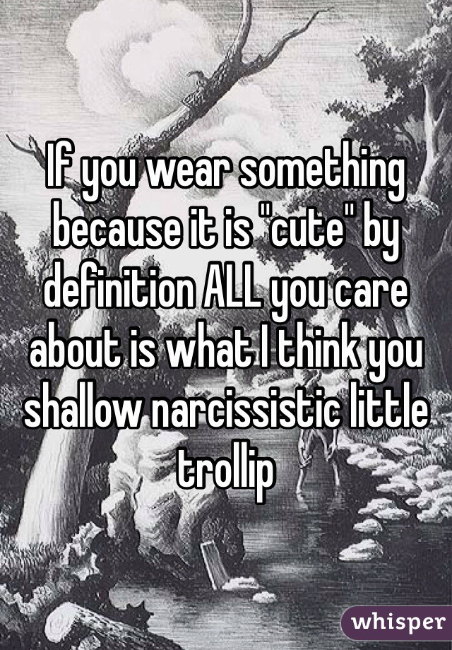 If you wear something because it is "cute" by definition ALL you care about is what I think you shallow narcissistic little trollip