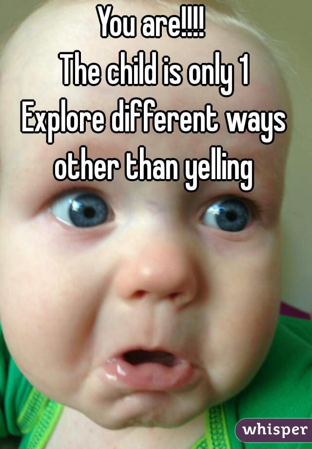 You are!!!! 
The child is only 1
Explore different ways other than yelling 