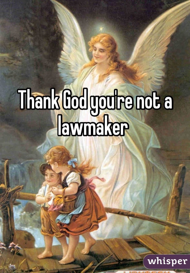Thank God you're not a lawmaker 