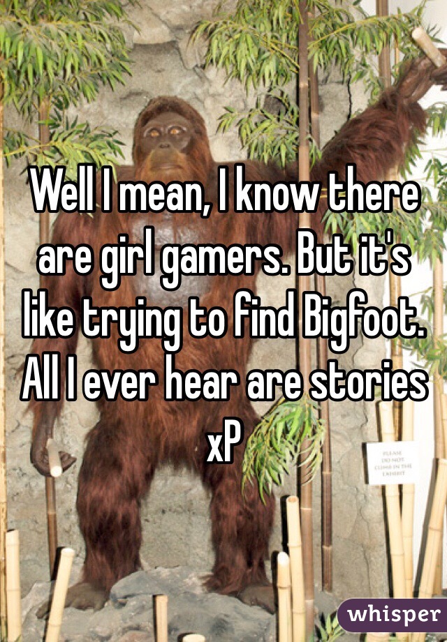 Well I mean, I know there are girl gamers. But it's like trying to find Bigfoot. All I ever hear are stories xP