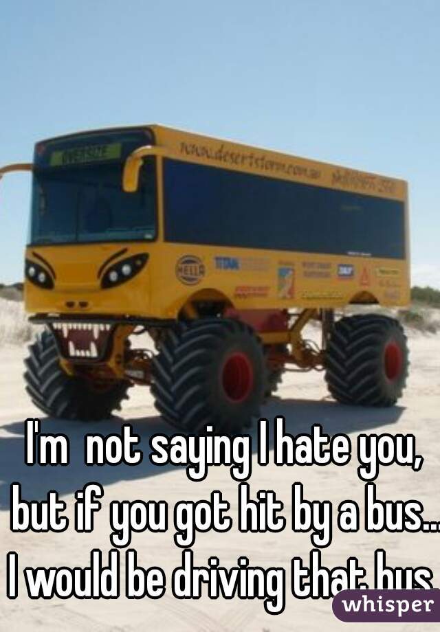 I'm  not saying I hate you, but if you got hit by a bus...
I would be driving that bus.