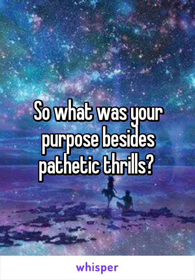 So what was your purpose besides pathetic thrills? 