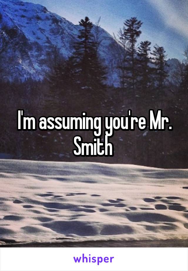 I'm assuming you're Mr. Smith 