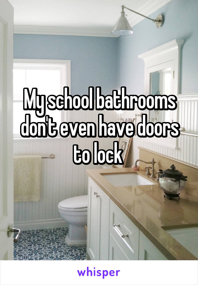 My school bathrooms don't even have doors to lock 
