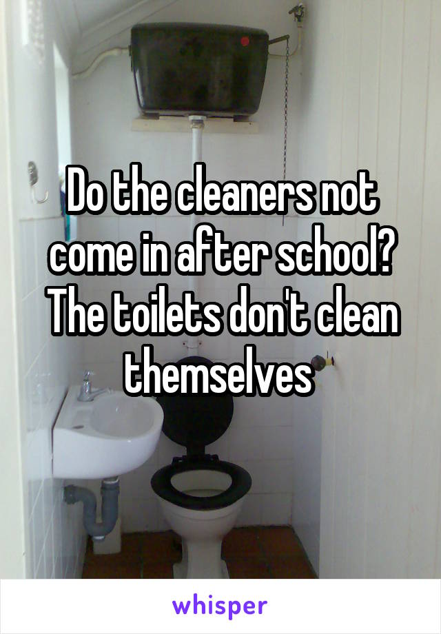 Do the cleaners not come in after school? The toilets don't clean themselves 
