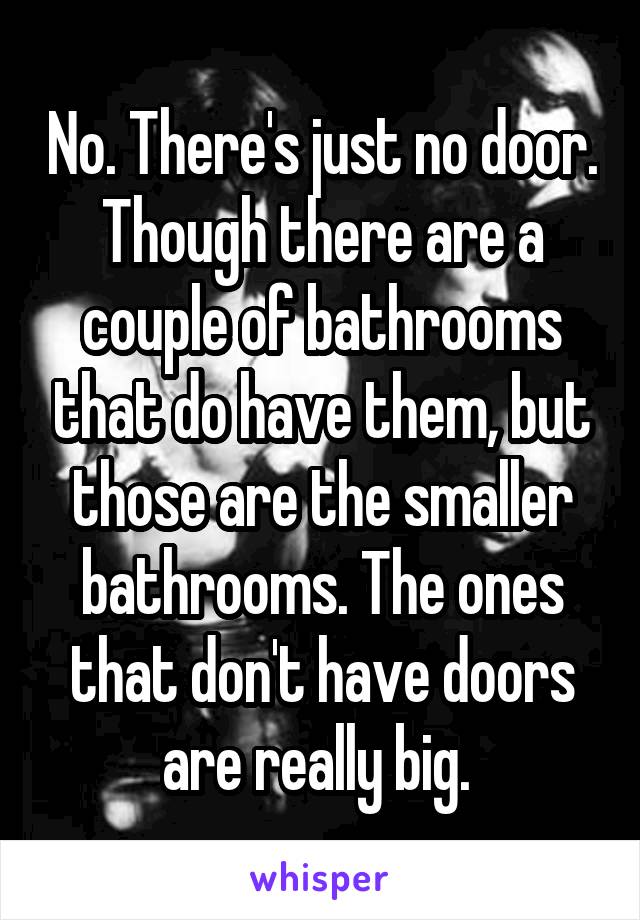 No. There's just no door. Though there are a couple of bathrooms that do have them, but those are the smaller bathrooms. The ones that don't have doors are really big. 