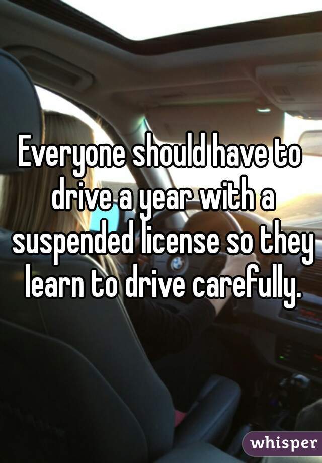 Everyone should have to drive a year with a suspended license so they learn to drive carefully.