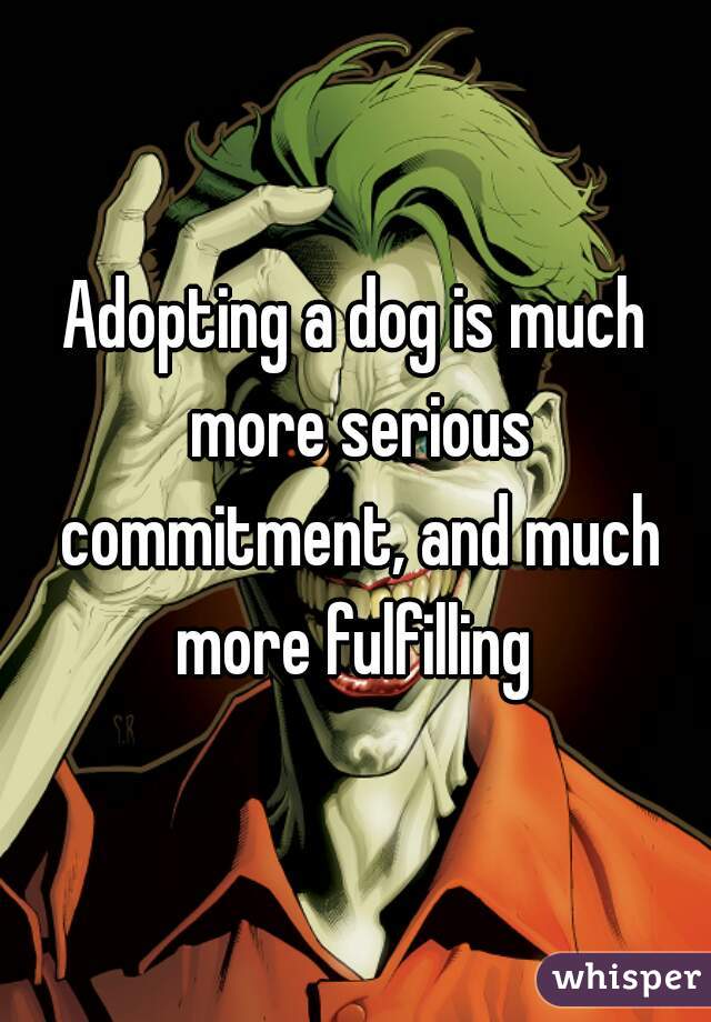 Adopting a dog is much more serious commitment, and much more fulfilling 