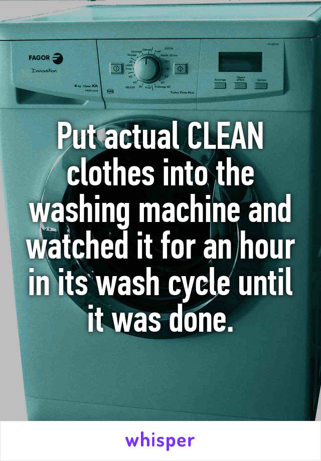 Put actual CLEAN clothes into the washing machine and watched it for an hour in its wash cycle until it was done.