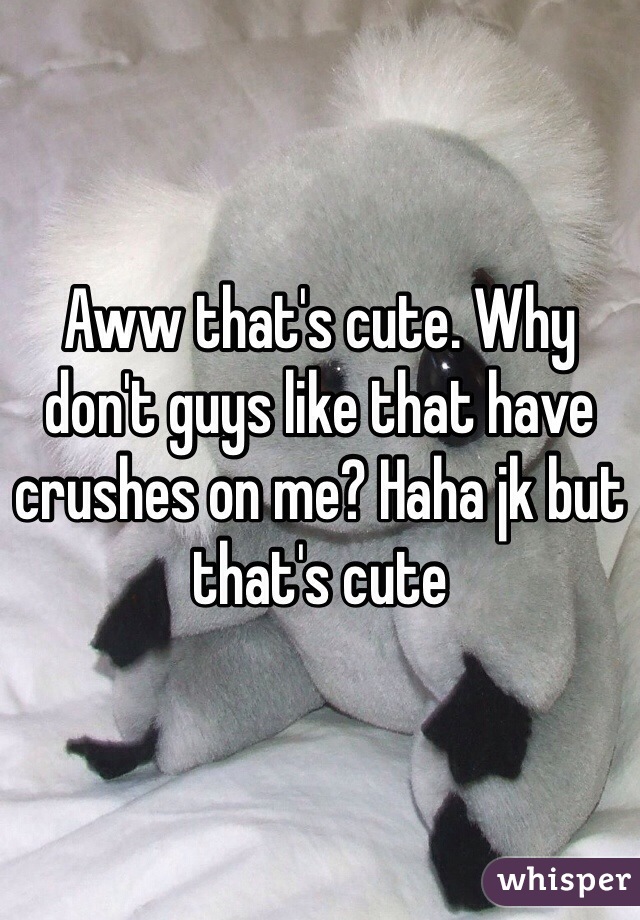 Aww that's cute. Why don't guys like that have crushes on me? Haha jk but that's cute