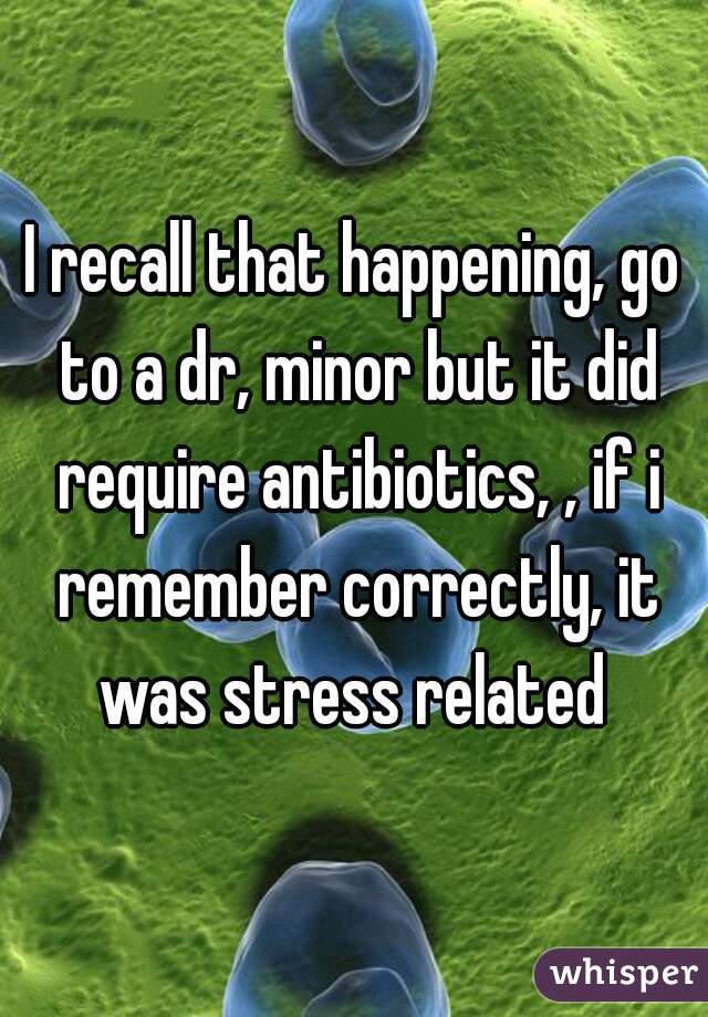 I recall that happening, go to a dr, minor but it did require antibiotics, , if i remember correctly, it was stress related 