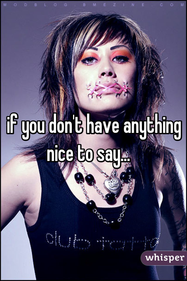 if you don't have anything nice to say...   