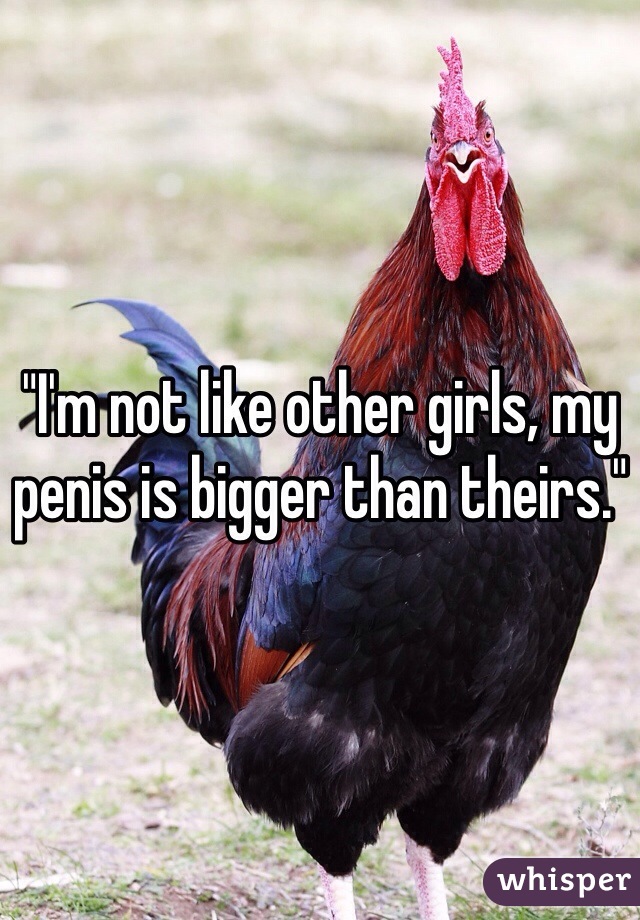 "I'm not like other girls, my penis is bigger than theirs."