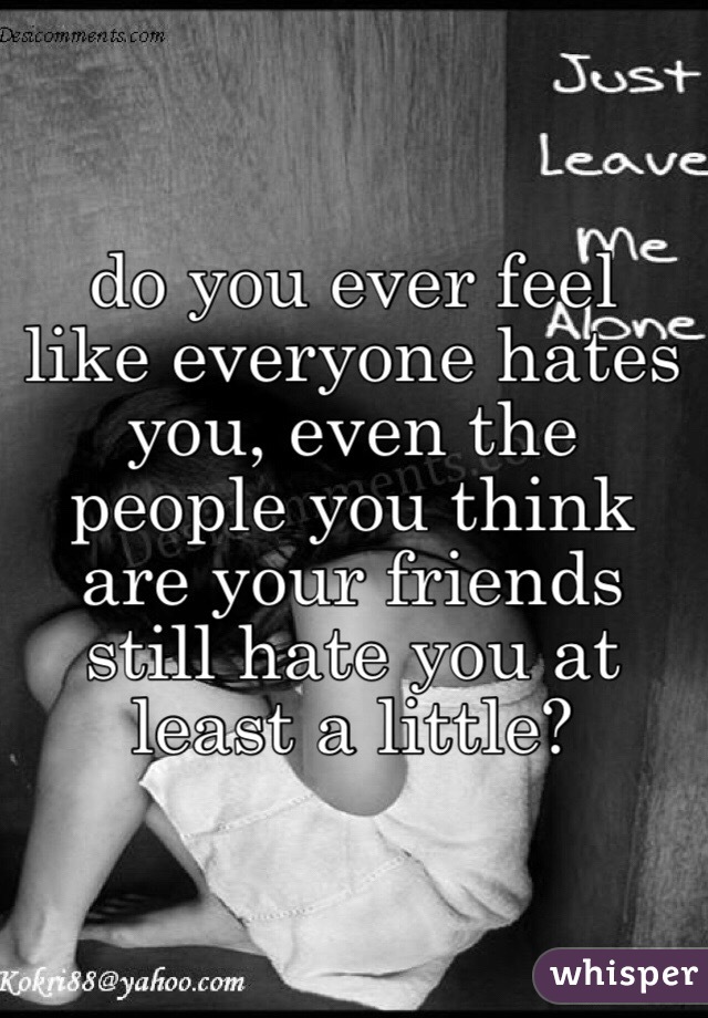 do you ever feel like everyone hates you, even the people you think are your friends still hate you at least a little?