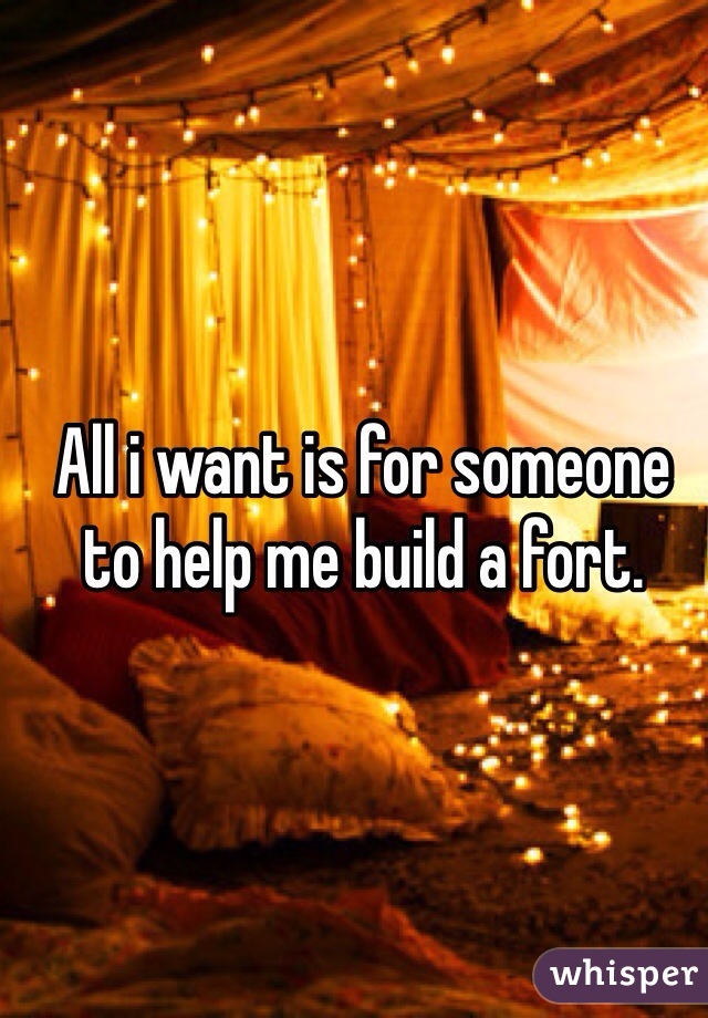 All i want is for someone to help me build a fort. 