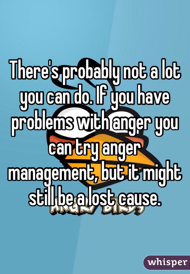 There's probably not a lot you can do. If you have problems with anger you can try anger management, but it might still be a lost cause. 
