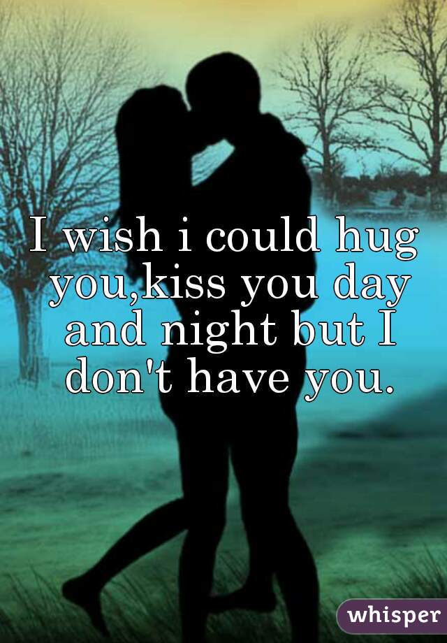 I wish i could hug you,kiss you day and night but I don't have you.