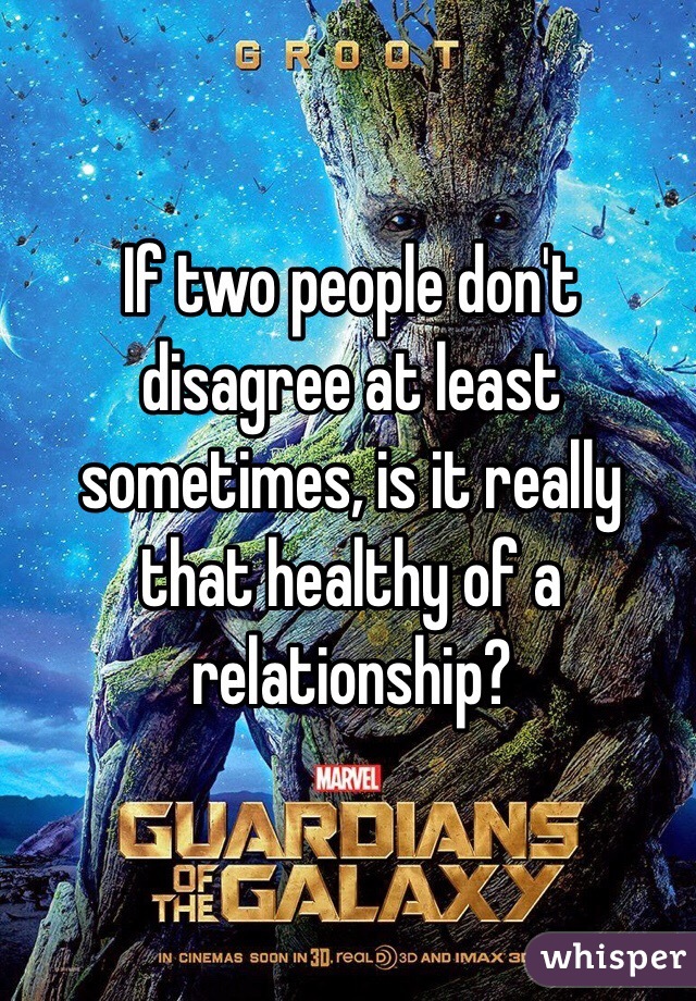 If two people don't disagree at least sometimes, is it really that healthy of a relationship?