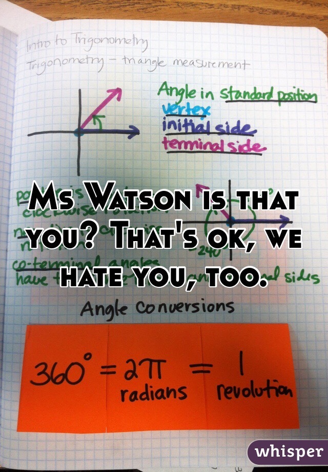 Ms Watson is that you? That's ok, we hate you, too. 