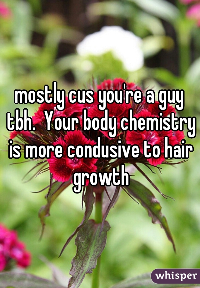 mostly cus you're a guy tbh.  Your body chemistry is more condusive to hair growth
