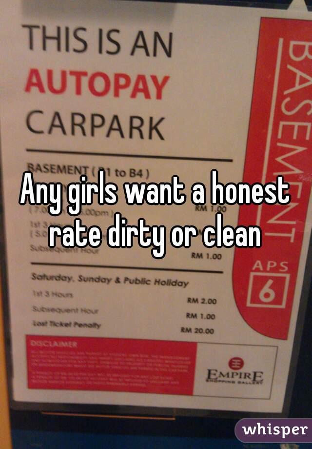 Any girls want a honest rate dirty or clean 