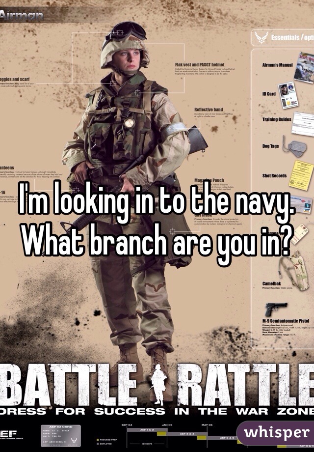 I'm looking in to the navy. What branch are you in?