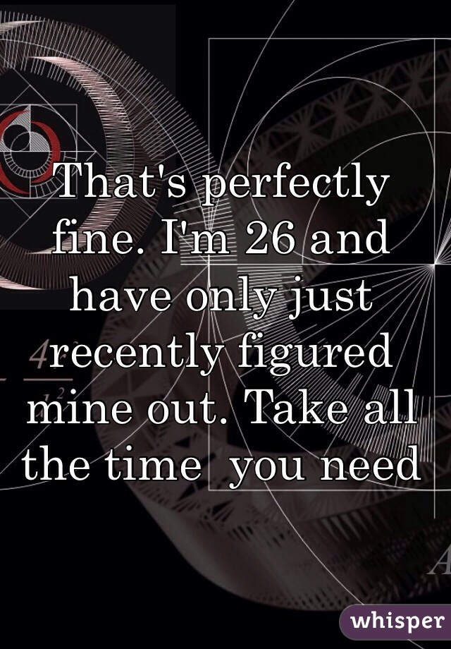 That's perfectly fine. I'm 26 and have only just recently figured mine out. Take all the time  you need