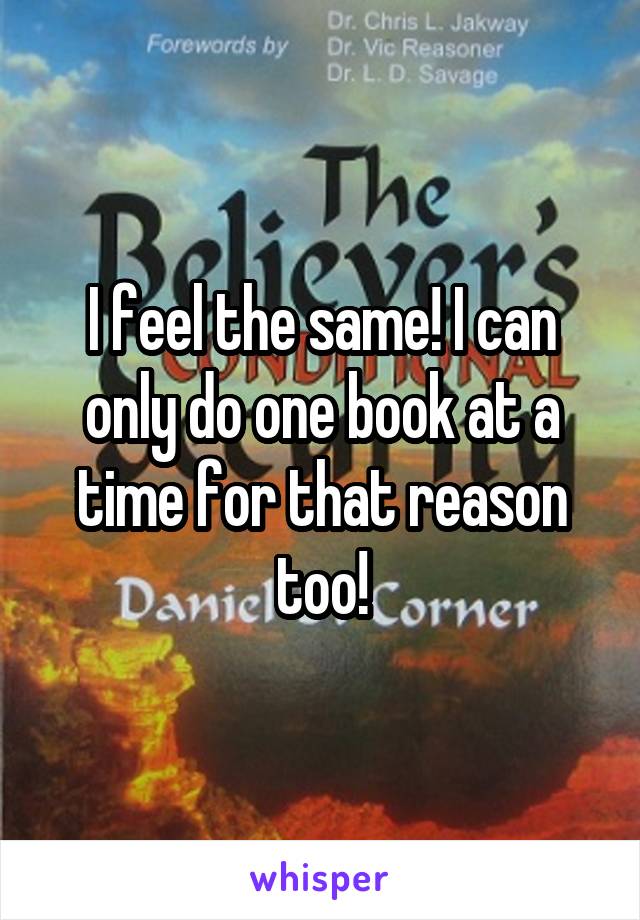 I feel the same! I can only do one book at a time for that reason too!