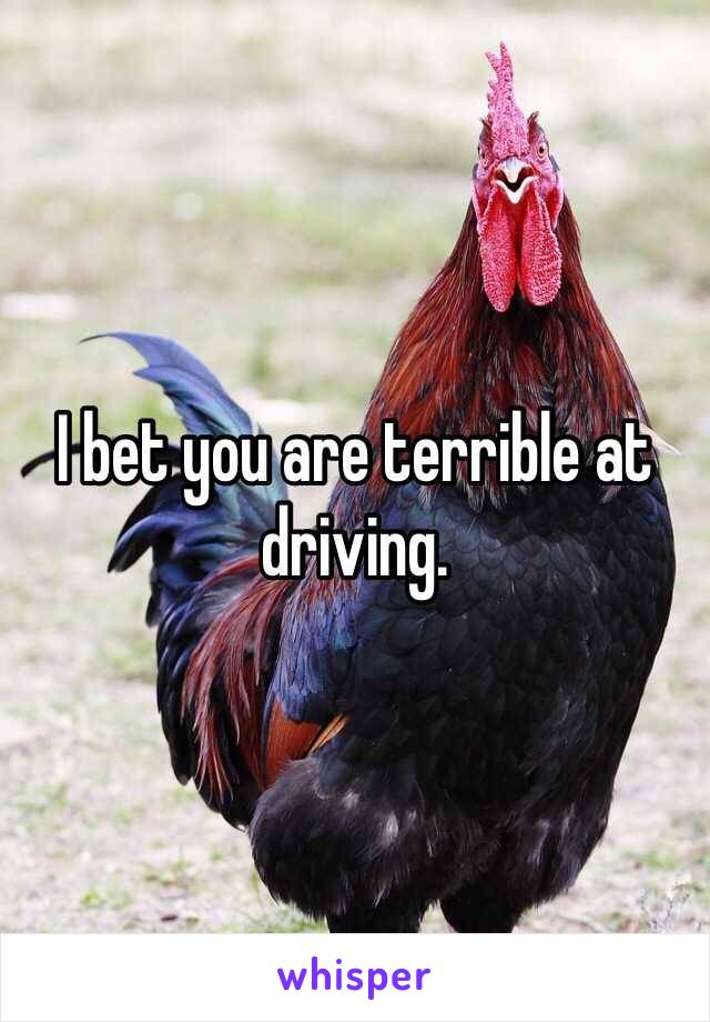 I bet you are terrible at driving.