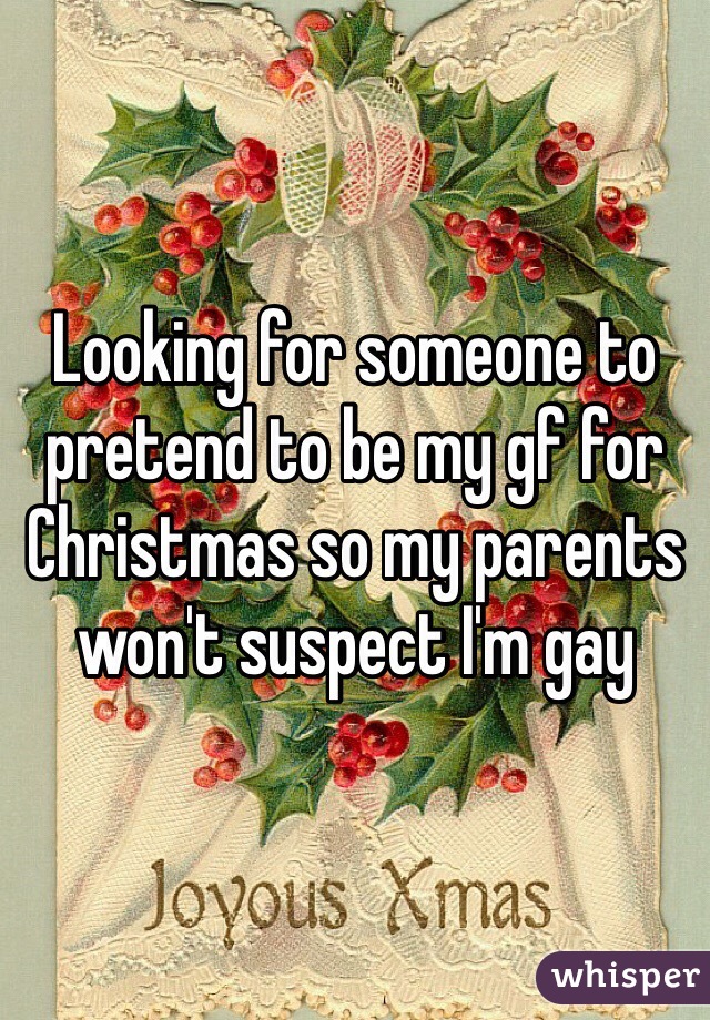 Looking for someone to pretend to be my gf for Christmas so my parents won't suspect I'm gay