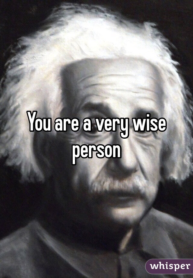 You are a very wise person