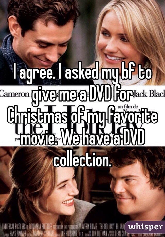 I agree. I asked my bf to give me a DVD for Christmas of my favorite movie. We have a DVD collection. 