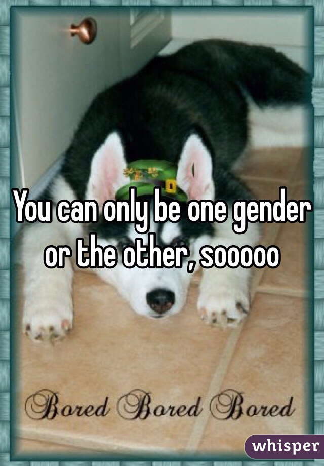 You can only be one gender or the other, sooooo