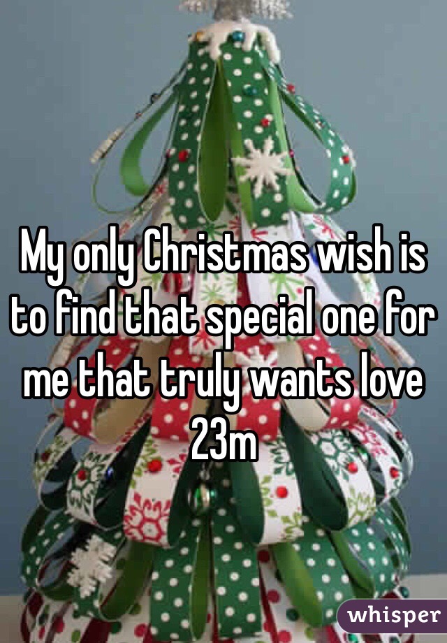 My only Christmas wish is to find that special one for me that truly wants love 
23m
