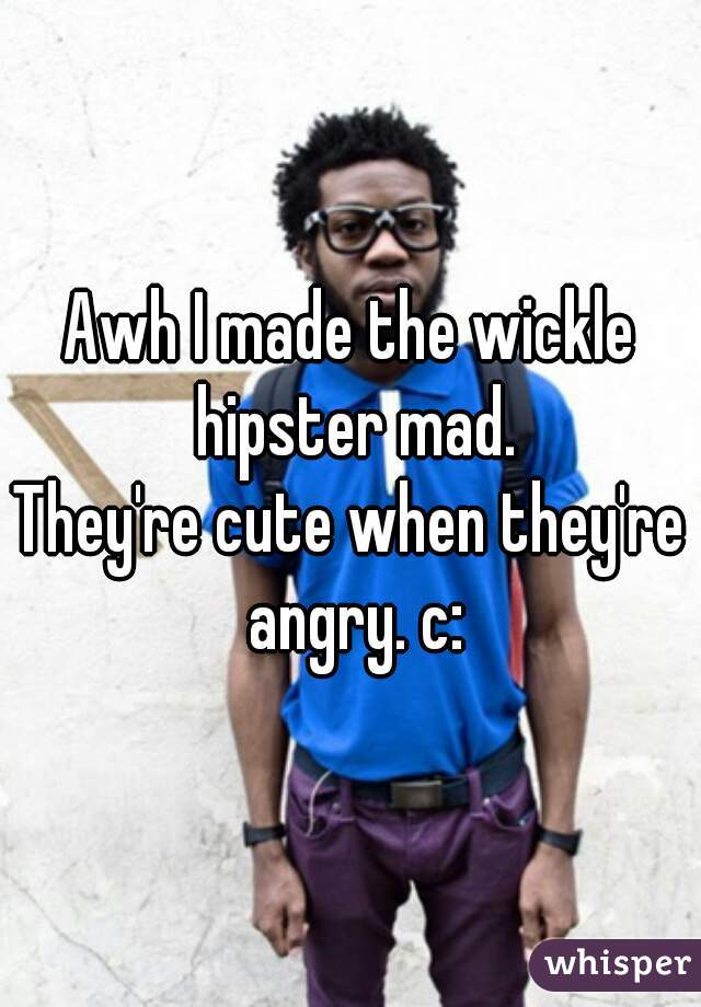 Awh I made the wickle hipster mad.
They're cute when they're angry. c:
