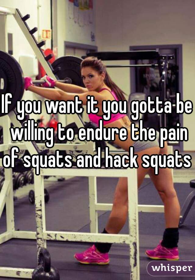 If you want it you gotta be willing to endure the pain of squats and hack squats 