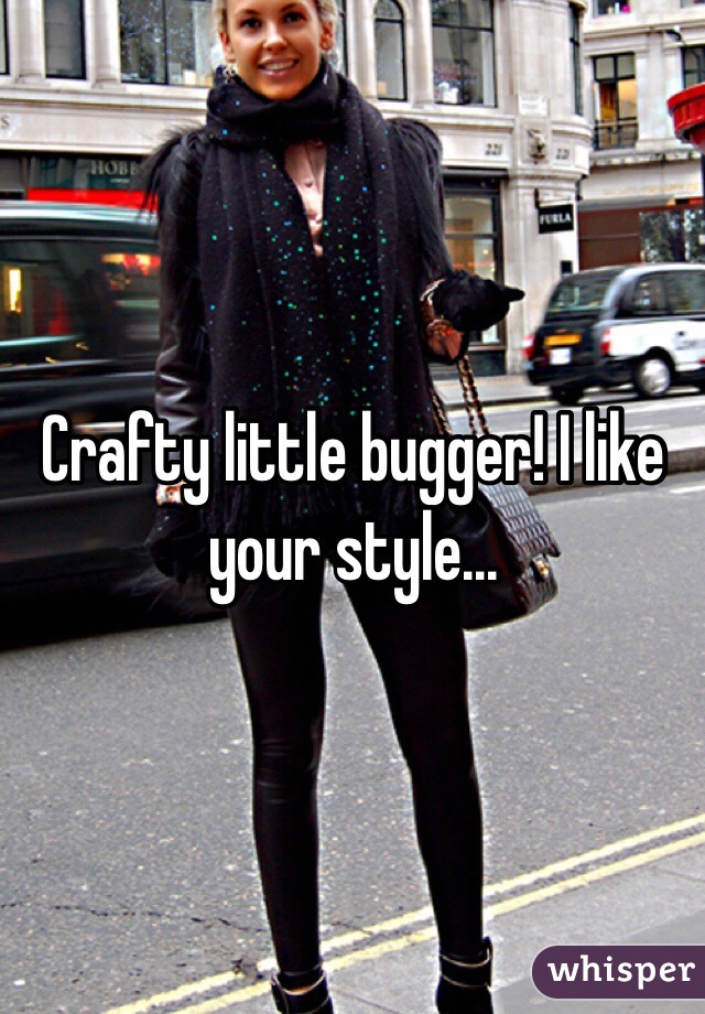 Crafty little bugger! I like your style...