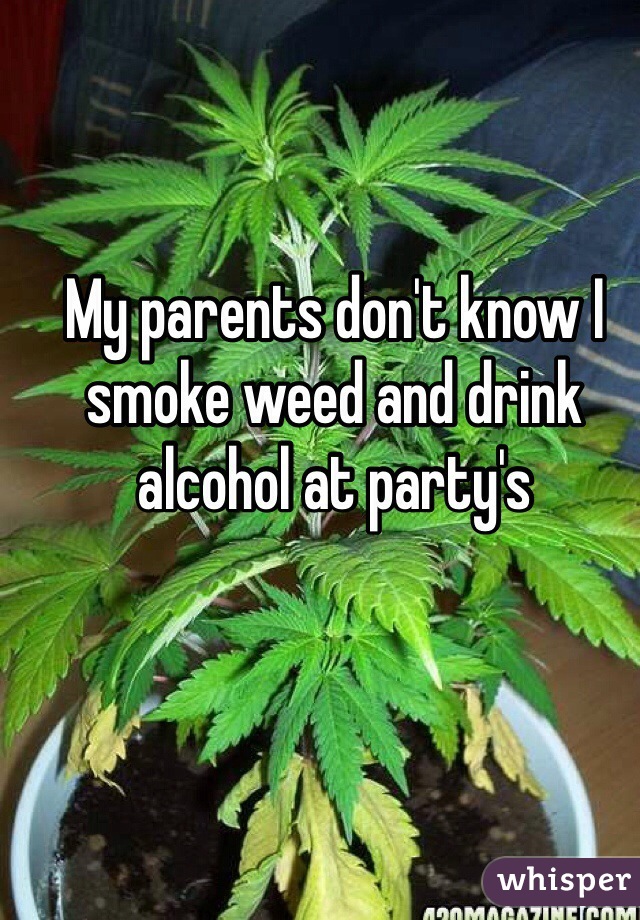 My parents don't know I smoke weed and drink alcohol at party's 