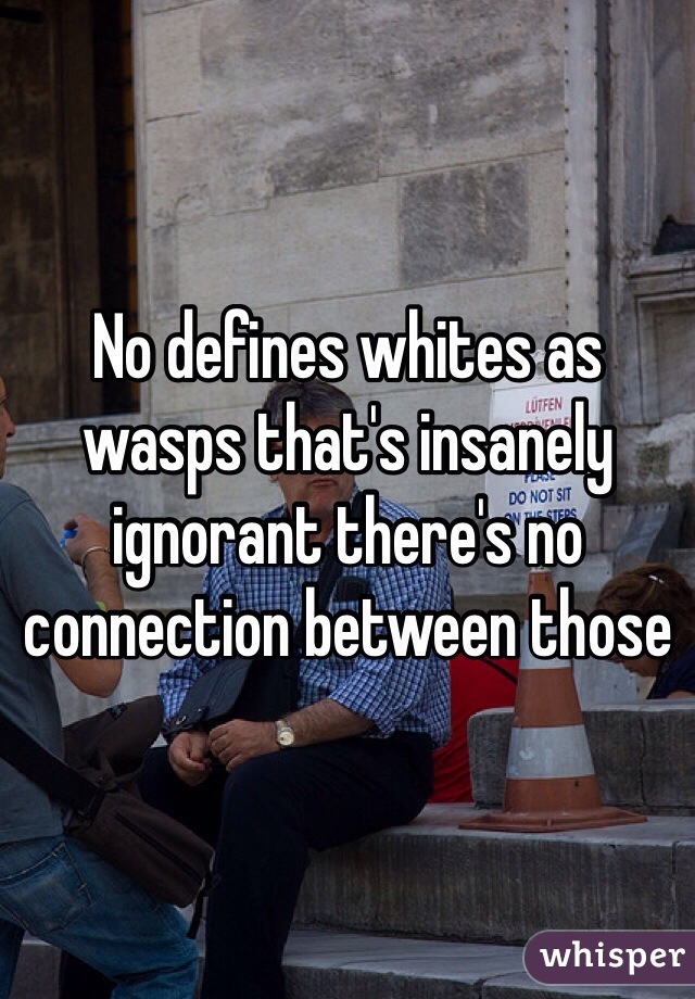No defines whites as wasps that's insanely ignorant there's no connection between those 