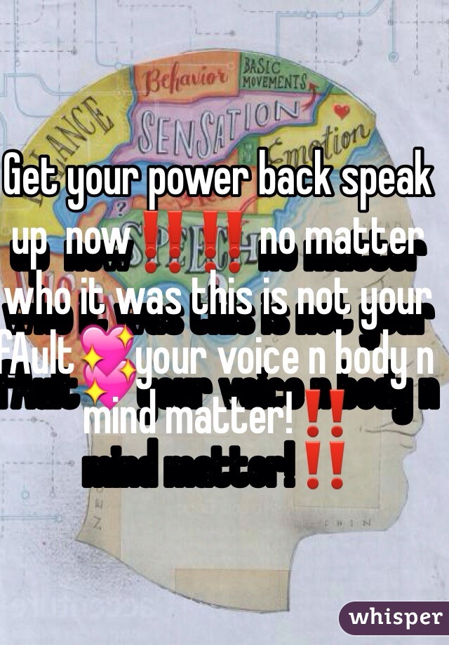 Get your power back speak up  now‼️‼️ no matter who it was this is not your fAult💖your voice n body n mind matter!‼️ 