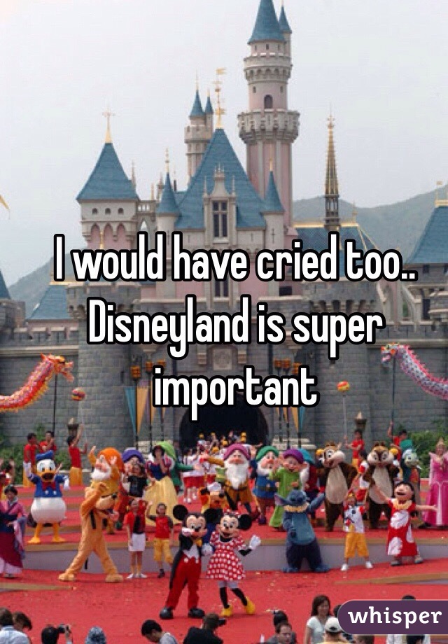 I would have cried too.. Disneyland is super important 