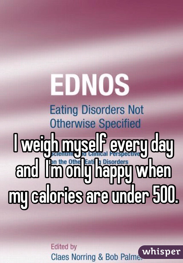 I weigh myself every day and  I'm only happy when my calories are under 500.