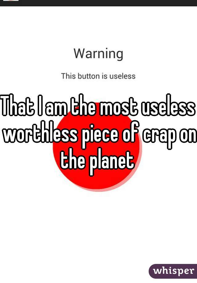 That I am the most useless worthless piece of crap on the planet 