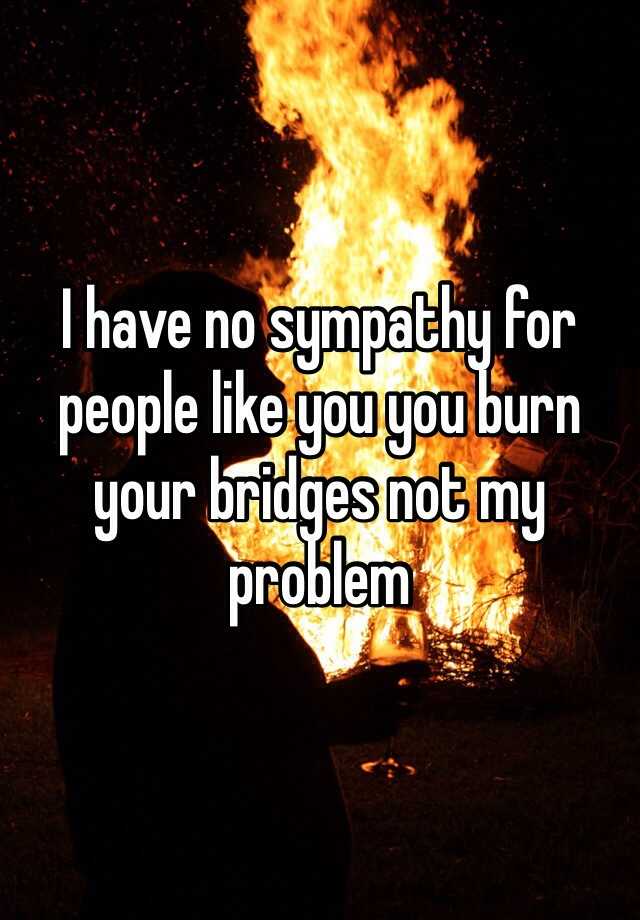 i-have-no-sympathy-for-people-like-you-you-burn-your-bridges-not-my-problem