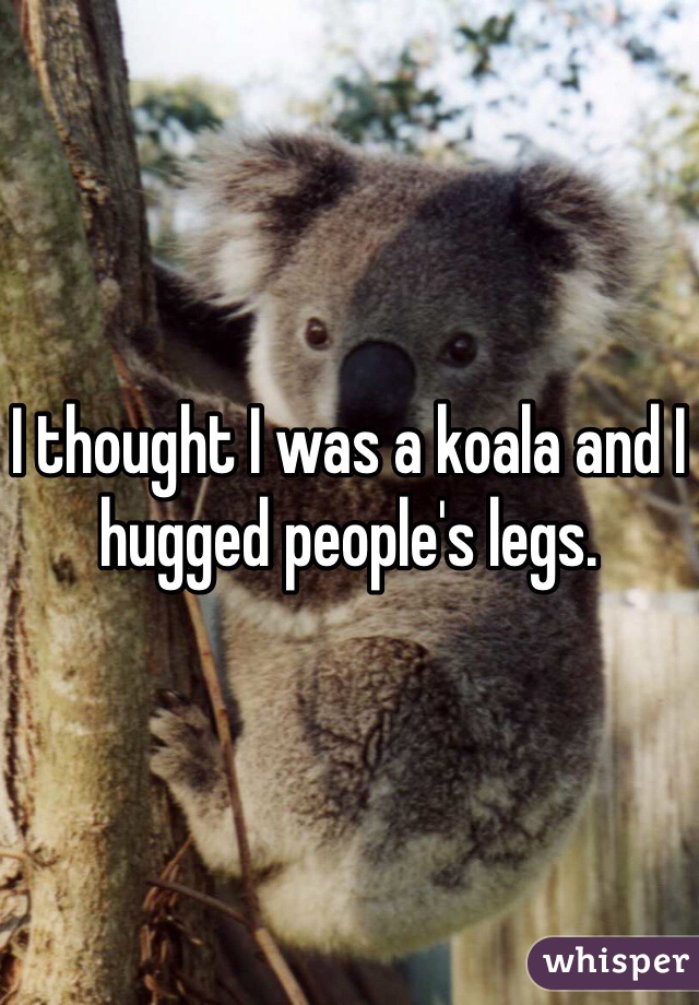 I thought I was a koala and I hugged people's legs.