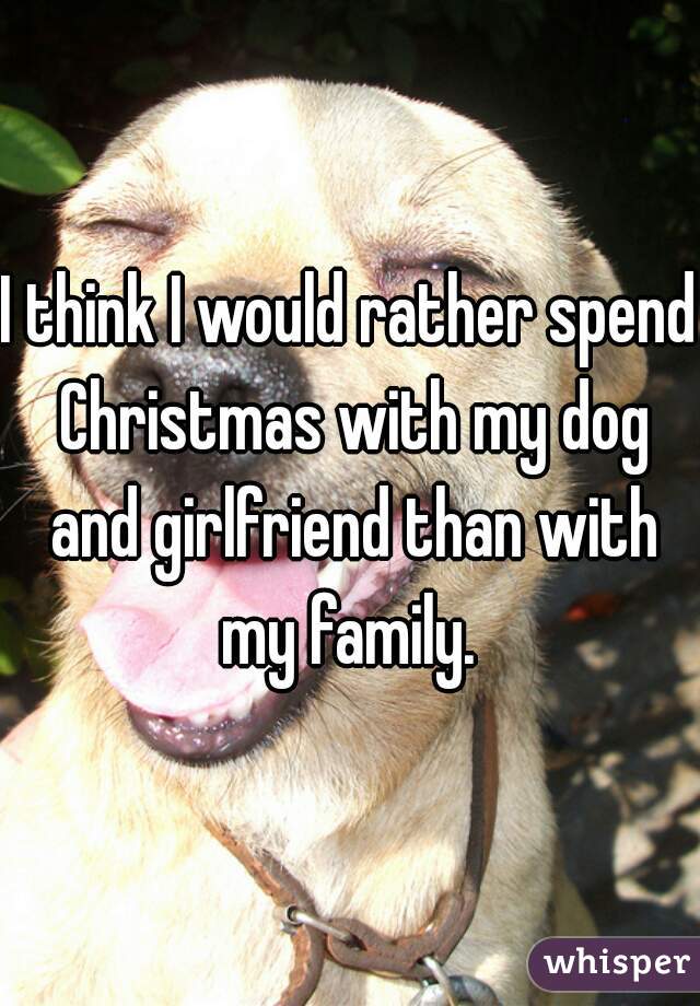 I think I would rather spend Christmas with my dog and girlfriend than with my family. 