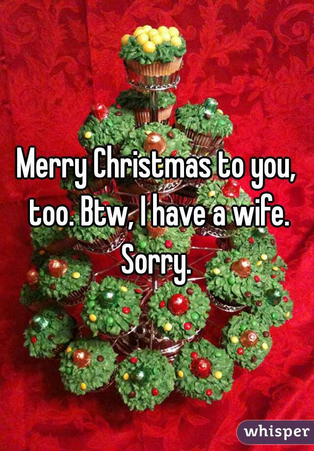 Merry Christmas to you, too. Btw, I have a wife. Sorry. 