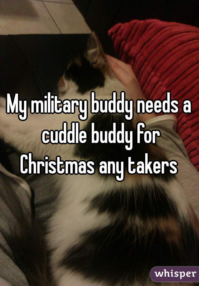 My military buddy needs a cuddle buddy for Christmas any takers 