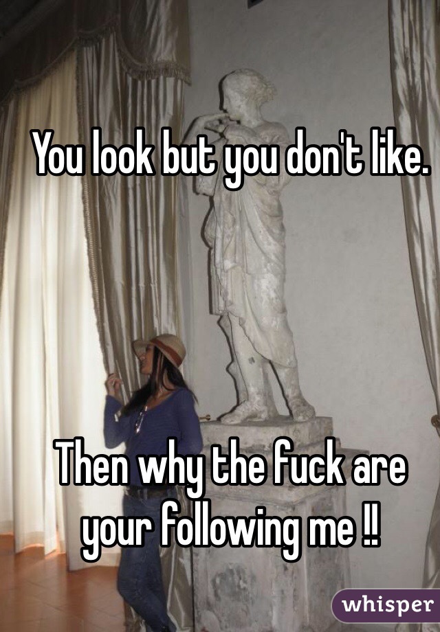 You look but you don't like. 

                                            


Then why the fuck are your following me !!

