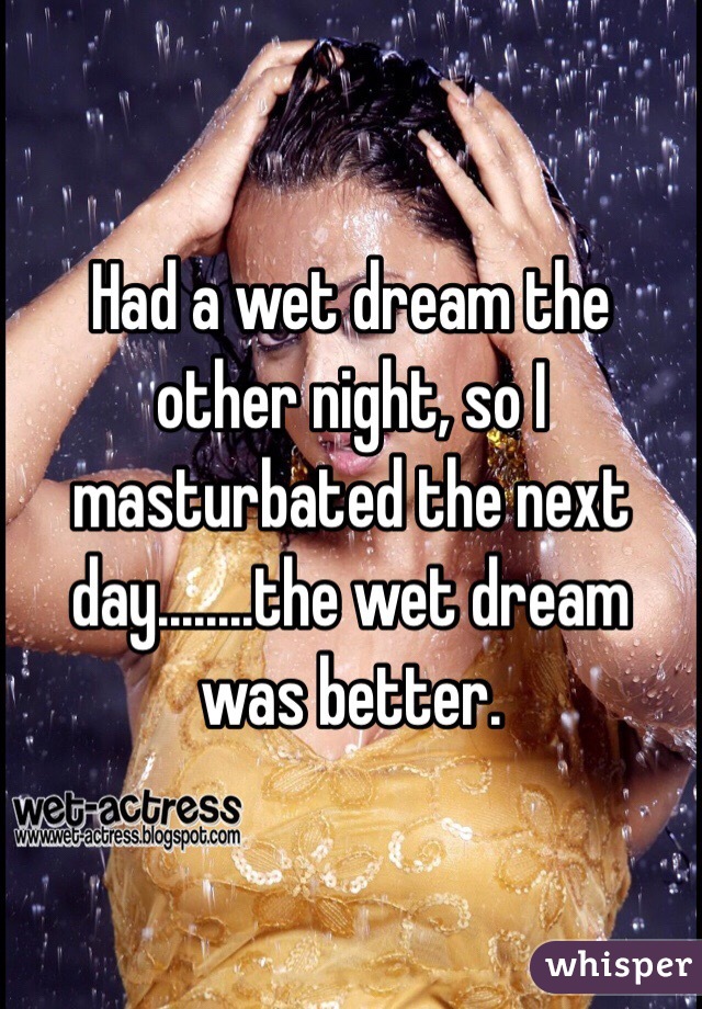 Had a wet dream the other night, so I masturbated the next day........the wet dream was better.